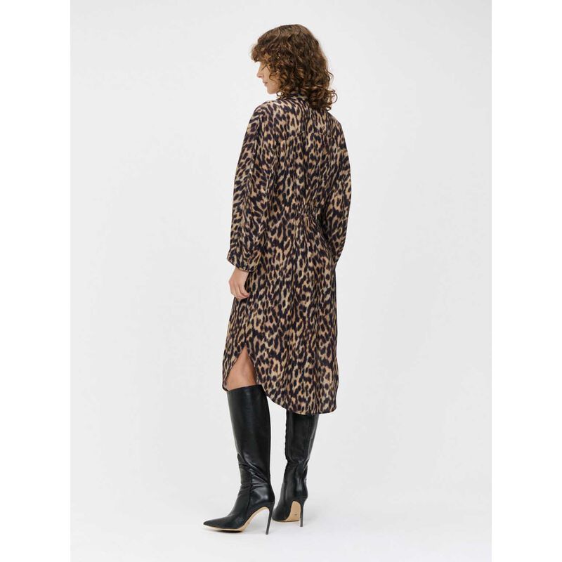 Veronika Maine Leopard Viscose Linen Shirtdress image number 1